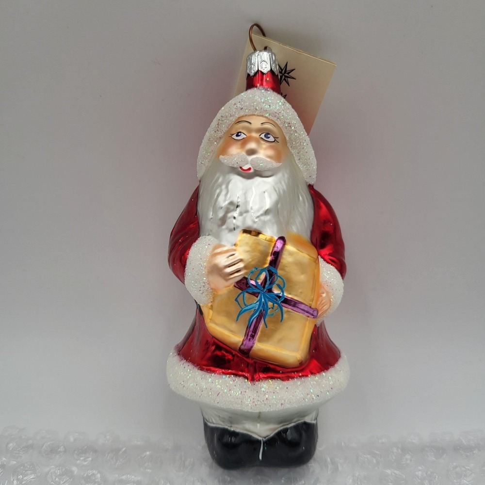 Christopher Radko 1994 A Gifted Santa Glass Ornament with Signed